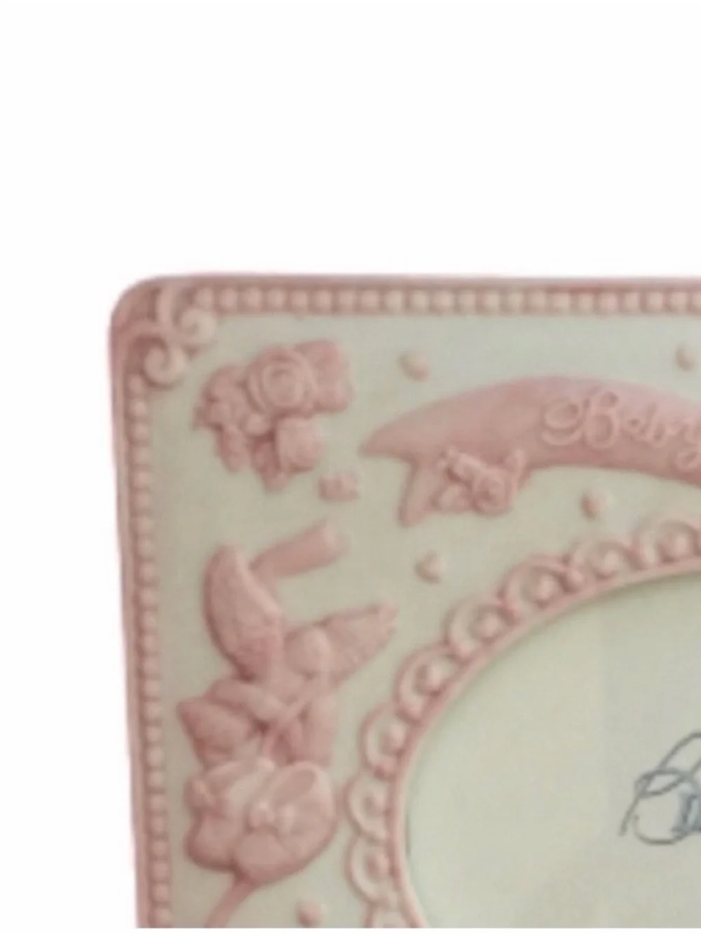 ENESCO Baby Baptism Picture Frame Bundle of Blessings Pink Ivory Vintage NWT